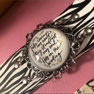 Plunder Zebra Leather Cuff with Charm